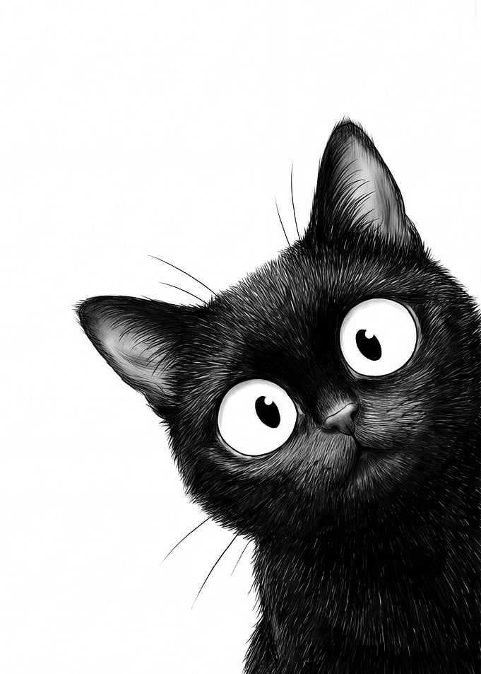 Cute Black Cat Peeking