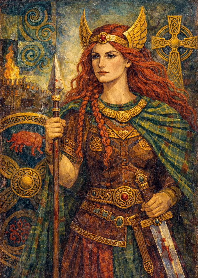 Warrior Boudicca with Spear and Sword