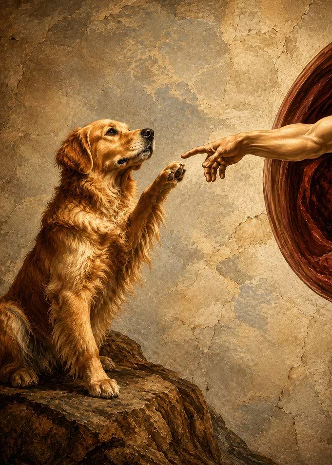 The Creation of Adam with a Dog