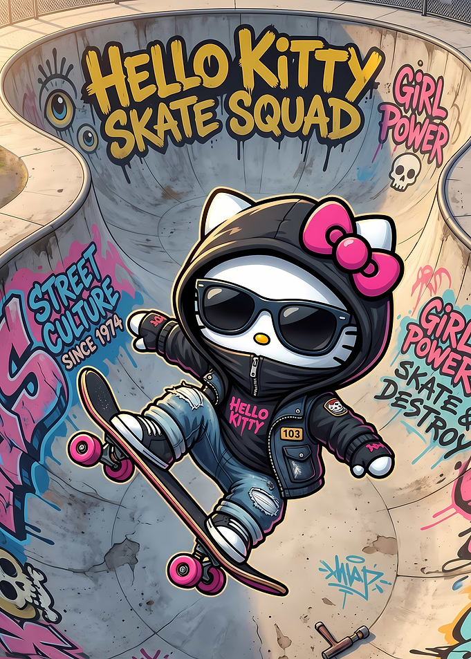 Hello Kitty Skate Squad Graffiti Art
