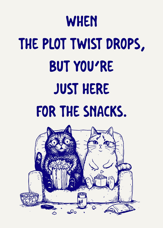 Cats Watching Movie With Snacks