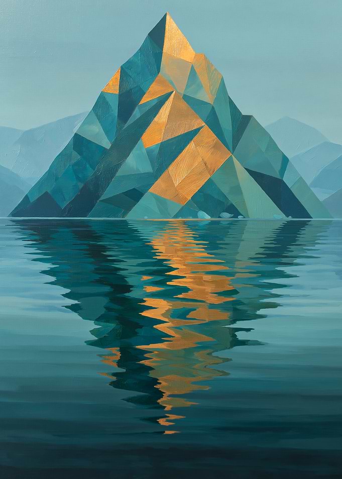Geometric Mountain Reflection in Water