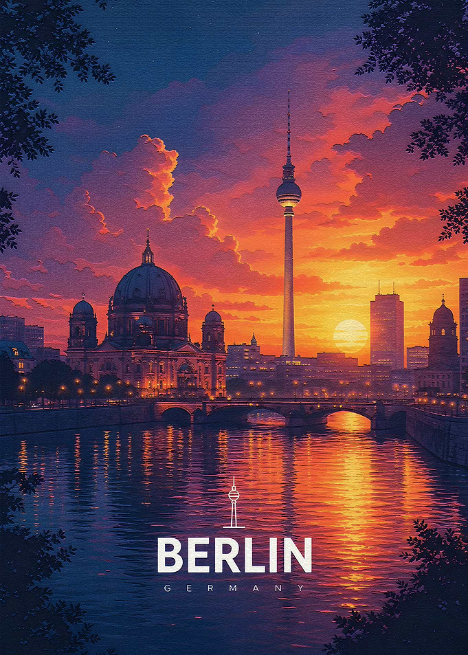 Berlin Skyline at Sunset