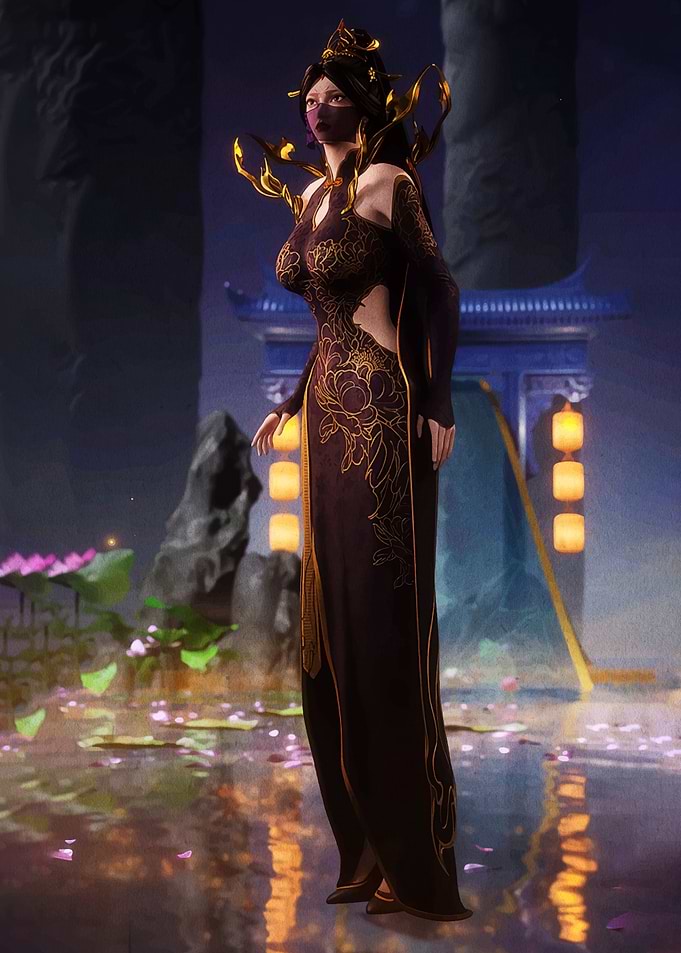Mysterious Woman in Traditional Dress