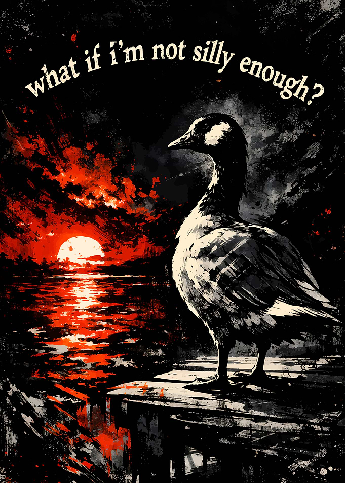 Goose at Sunset with Text