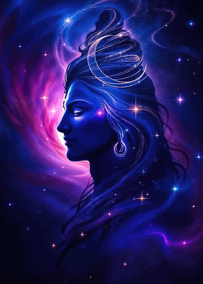 Lord Shiva in Cosmic Nebula