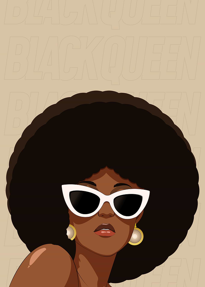 Black Queen with Afro and Sunglasses