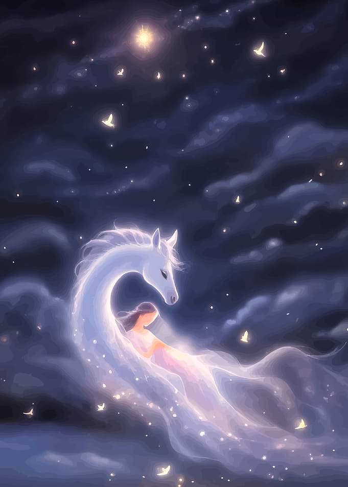 Dreamy Celestial Horse and Girl