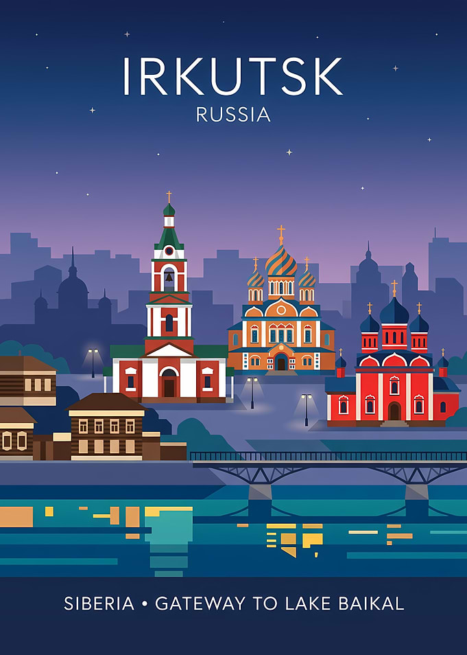 Irkutsk Russia Travel Poster