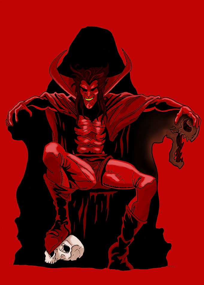 Demonic King on Throne with Skull