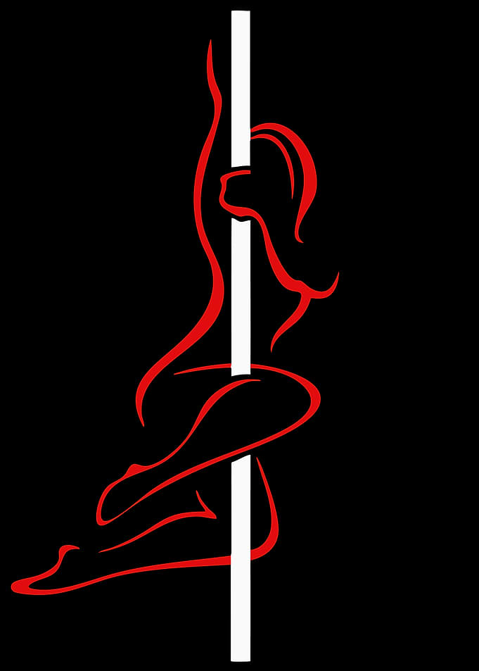 Red Silhouette of a Woman on a Pole