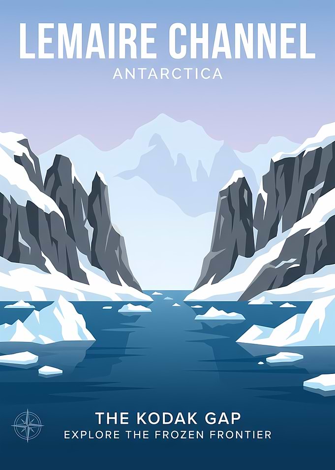 Lemaire Channel Antarctica Travel Poster