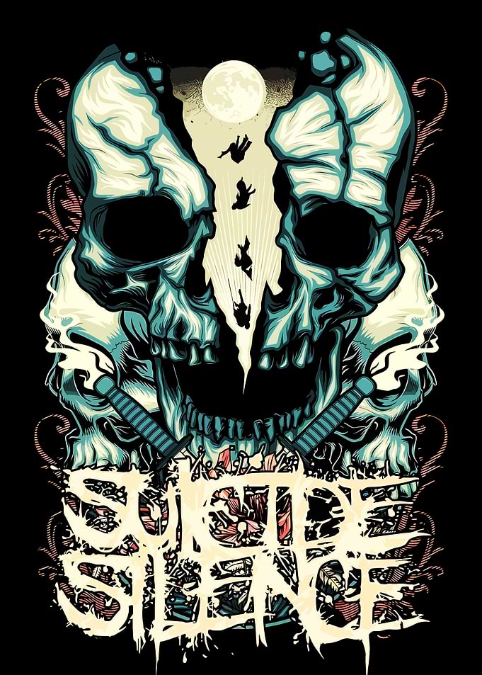 Suicide Silence Skulls and Falling Figures