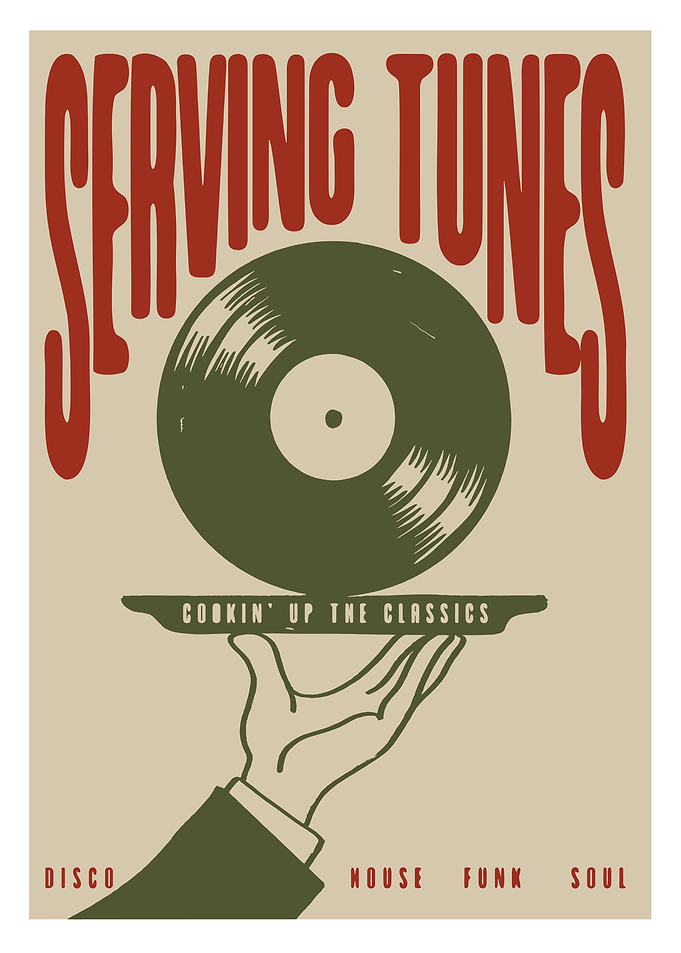 Serving Tunes Vinyl Record Poster