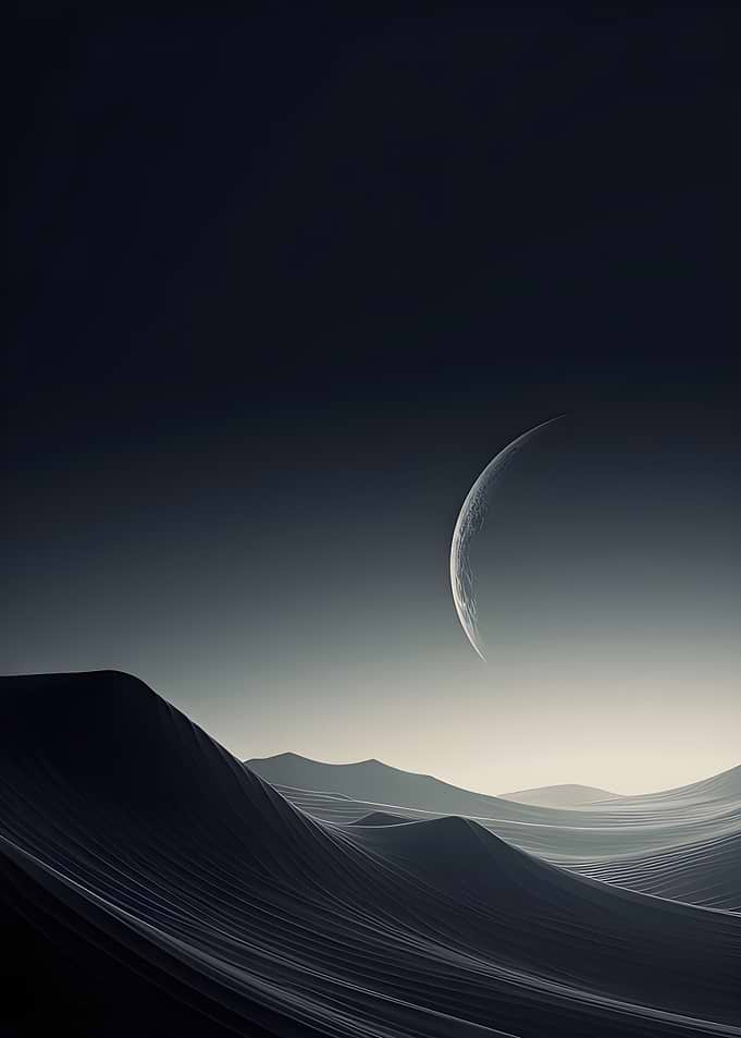 Alien Landscape with Crescent Moon