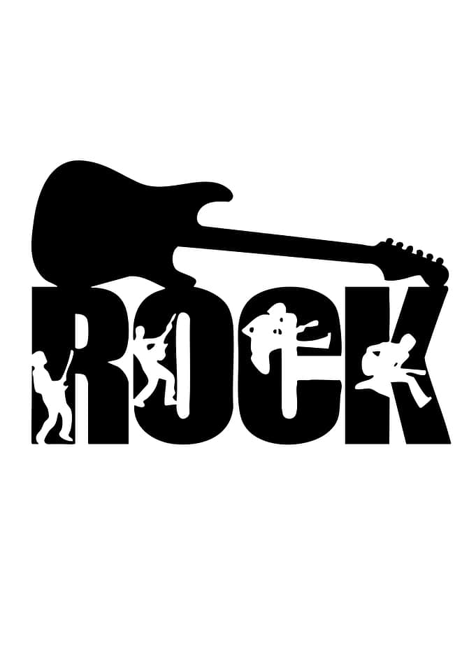 Rock music guitar and text art