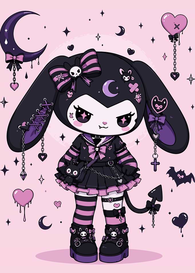 Gothic Kuromi Character Art