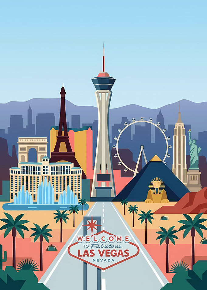 Las Vegas Skyline with Iconic Landmarks