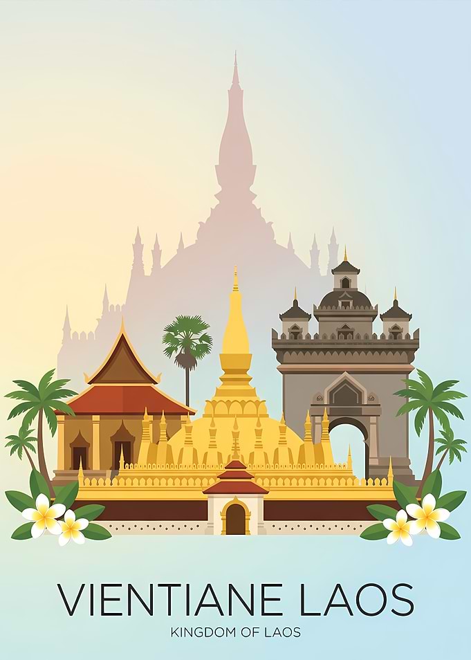 Vientiane Laos Landmark Illustration