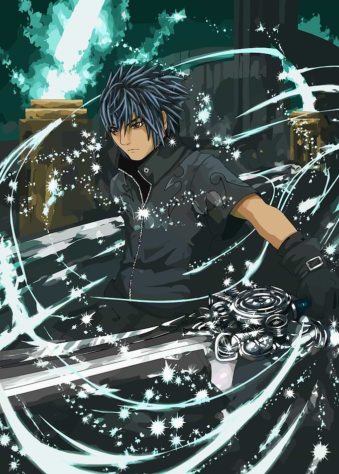 Final Fantasy Anime character with glowing sword