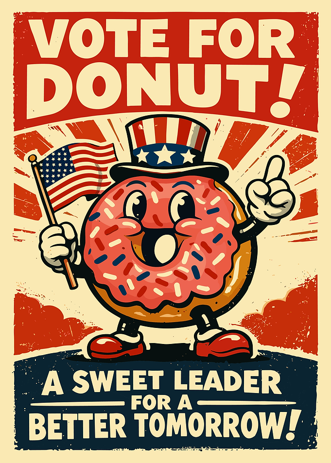 Vintage Donut Campaign Poster – Uncle Sam Political Retro Wall Art