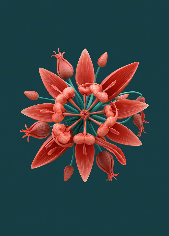 Abstract Coral Flower Design