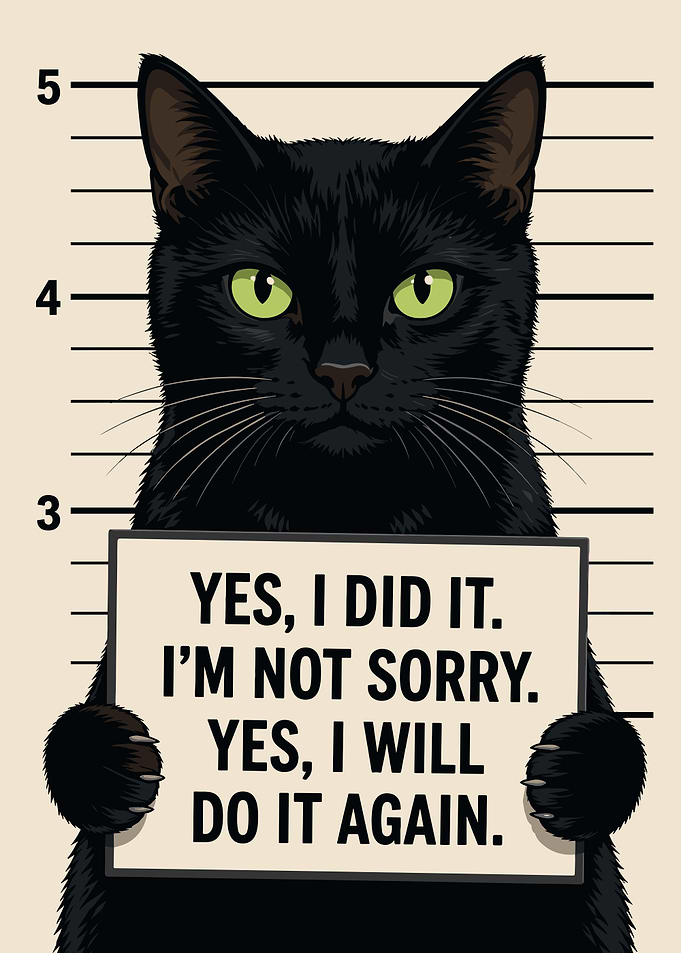 Mugshot of a Black Cat