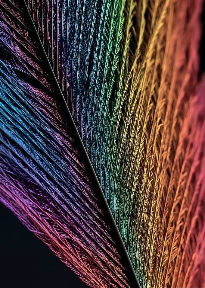 Macro Feather with Rainbow Colors