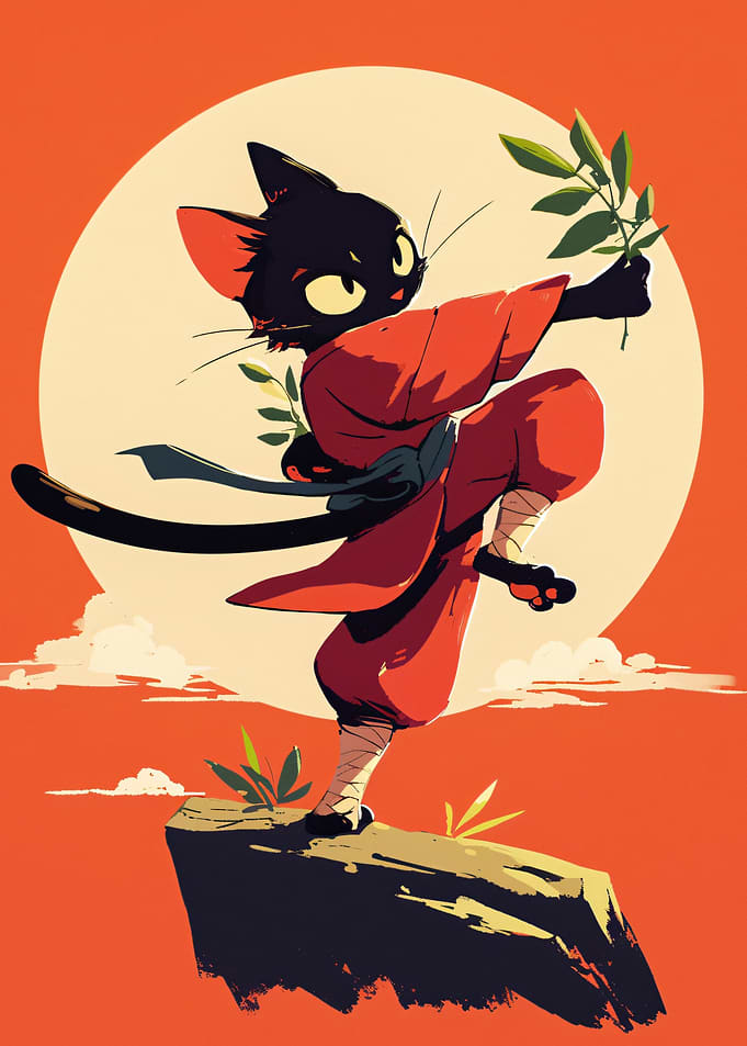 Martial Arts Black Cat