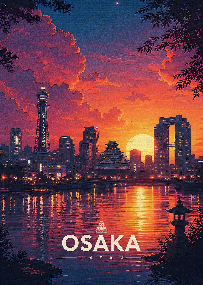 Osaka Cityscape at Sunset