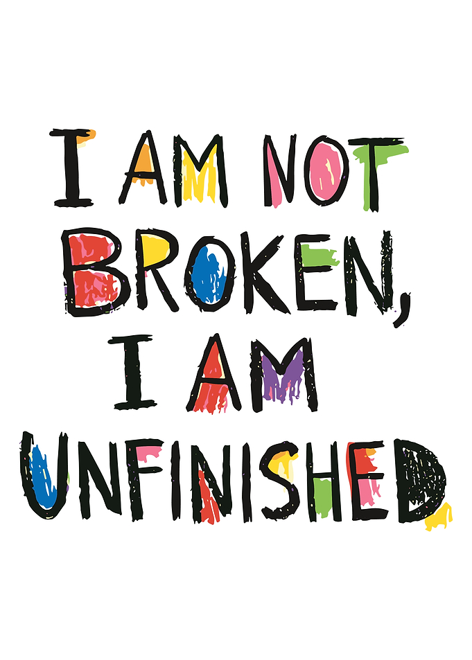 I Am Not Broken I Am Unfinished Colorful Typography Motivational Wall Art