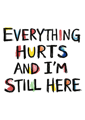 Everything Hurts And I'm Still Here Typography Poster Distressed Motivational Wall Art