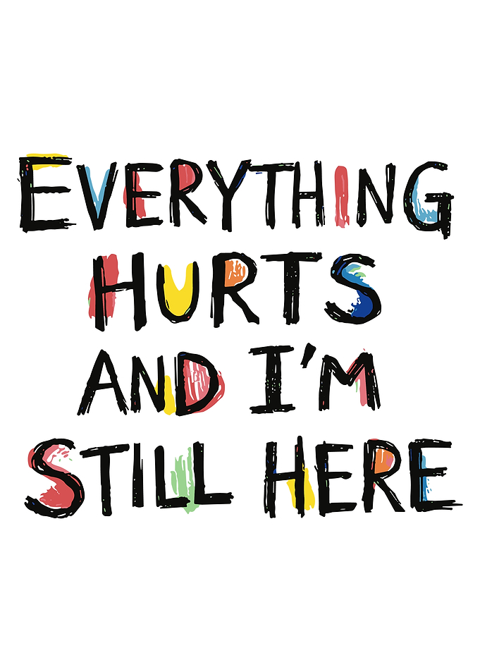 Everything Hurts And I'm Still Here Typography Poster Distressed Motivational Wall Art
