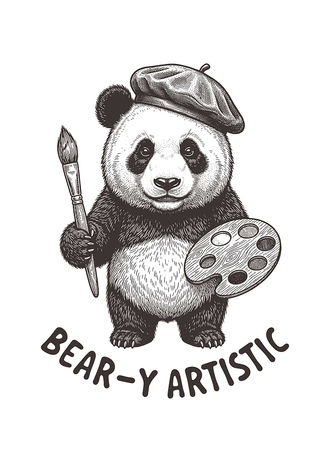 Panda Artist with Paintbrush and Palette