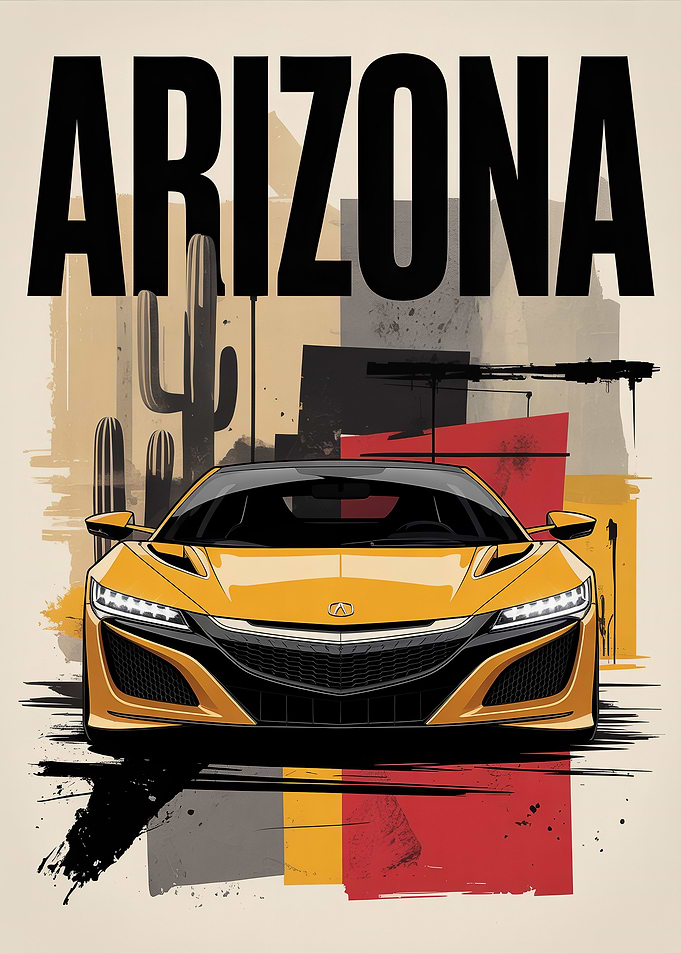 Arizona Yellow Car Poster