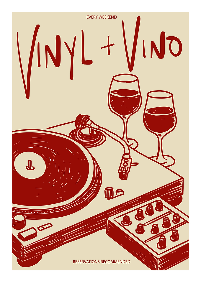 Vinyl and Vino Poster