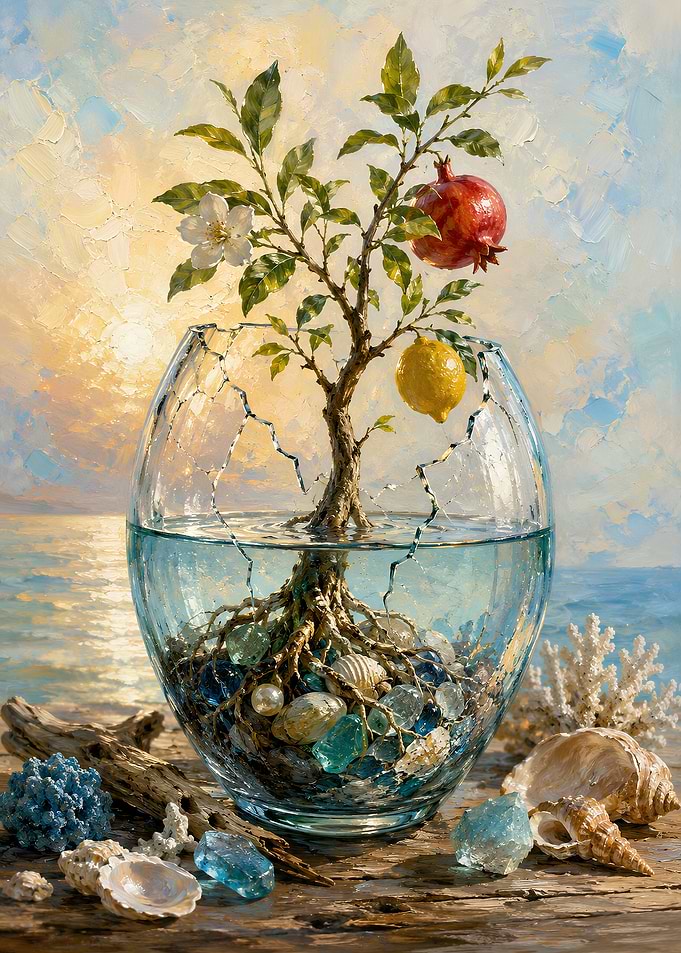 Tree of Life in a Cracked Glass Bowl