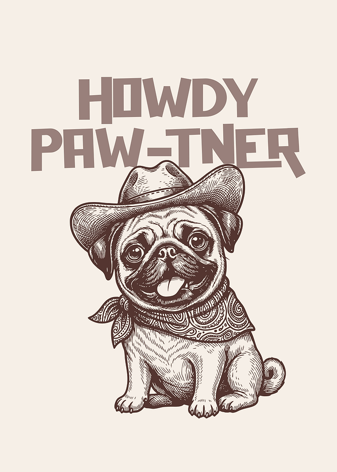 Howdy Paw-tner Pug in Cowboy Hat