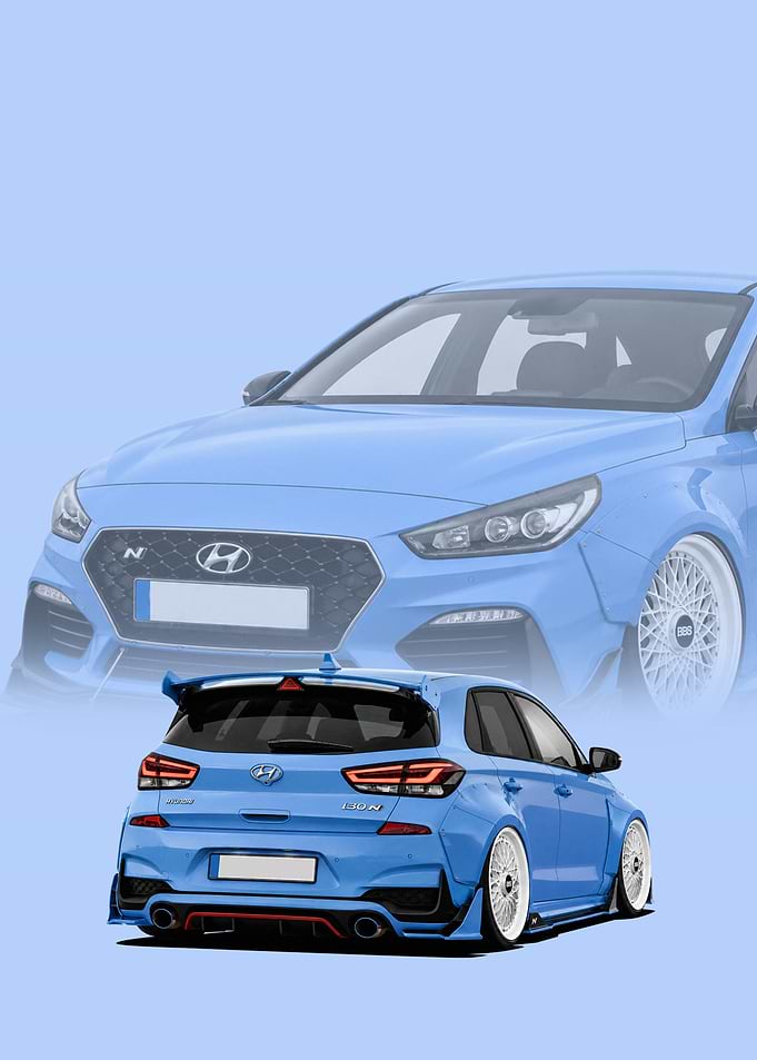 Blue Hyundai i30 N hatchback concept
