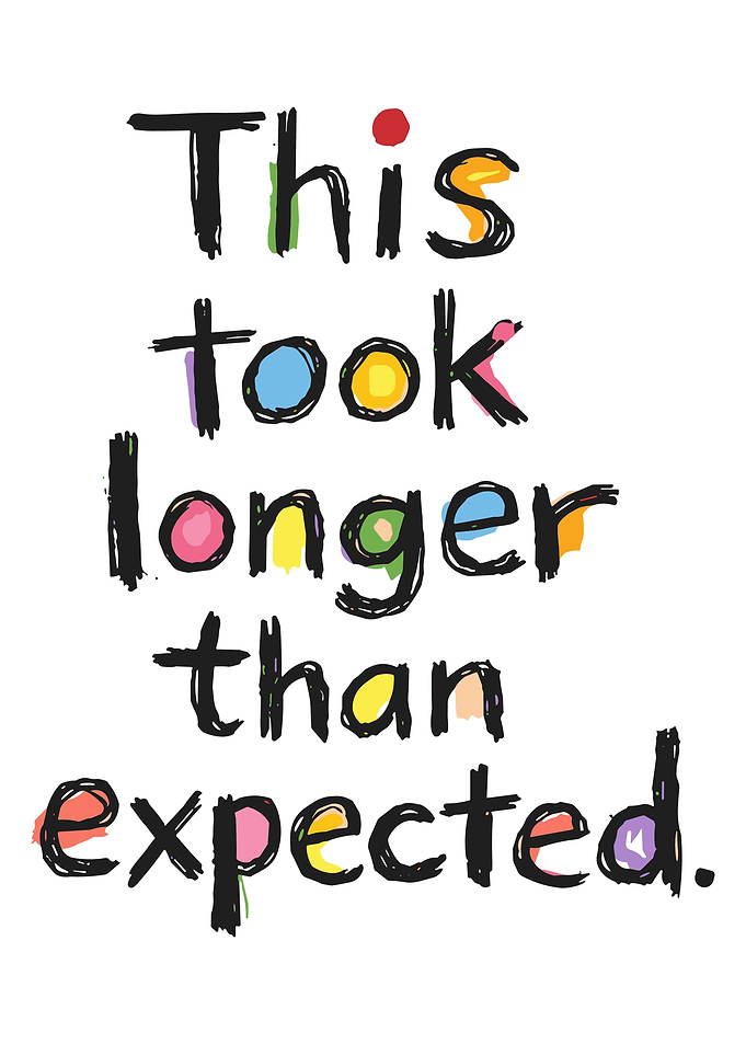 This Took Longer Than Expected Funny Typography Poster Colorful Wall Art
