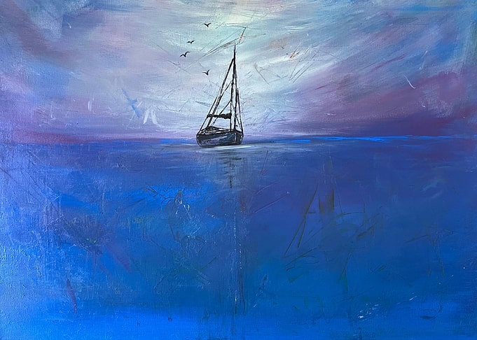 Sailboat on a Blue Ocean