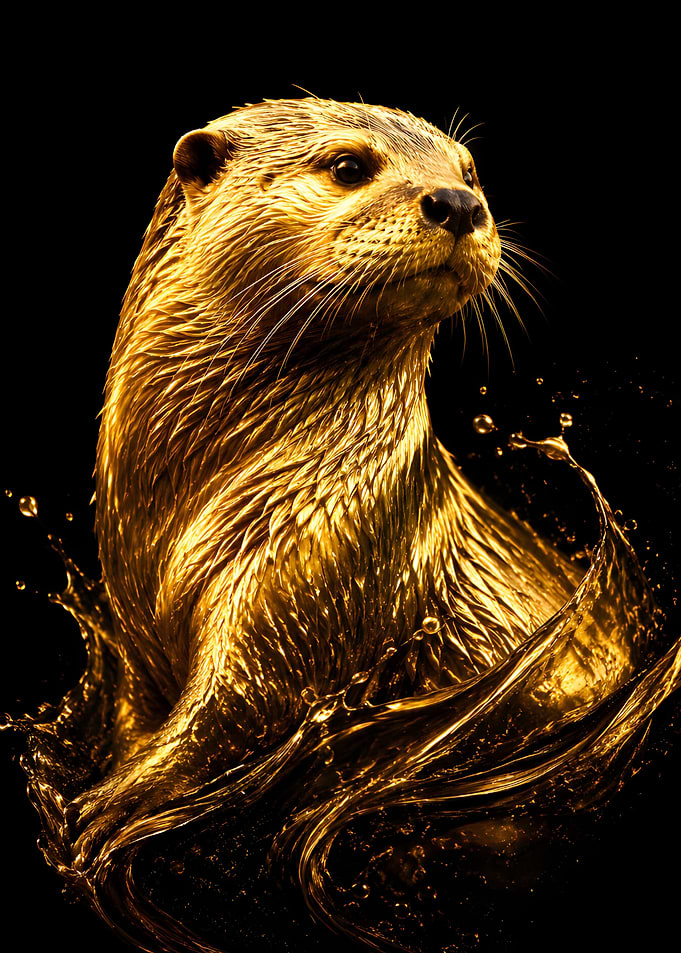 Golden Otter in Water Splash