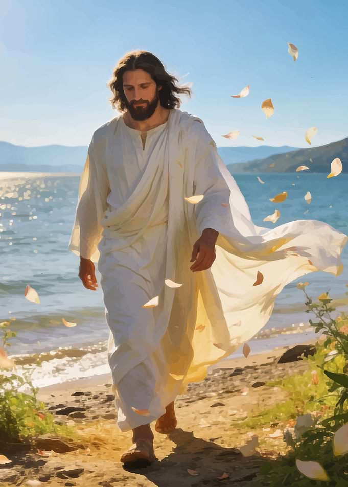 Jesus walking by the sea