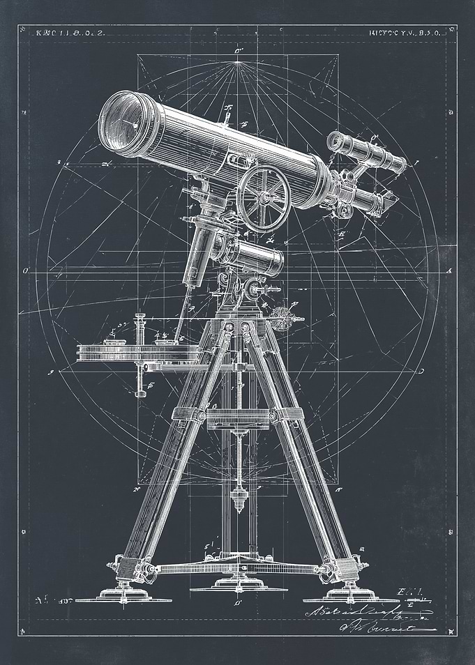 Vintage Telescope Blueprint