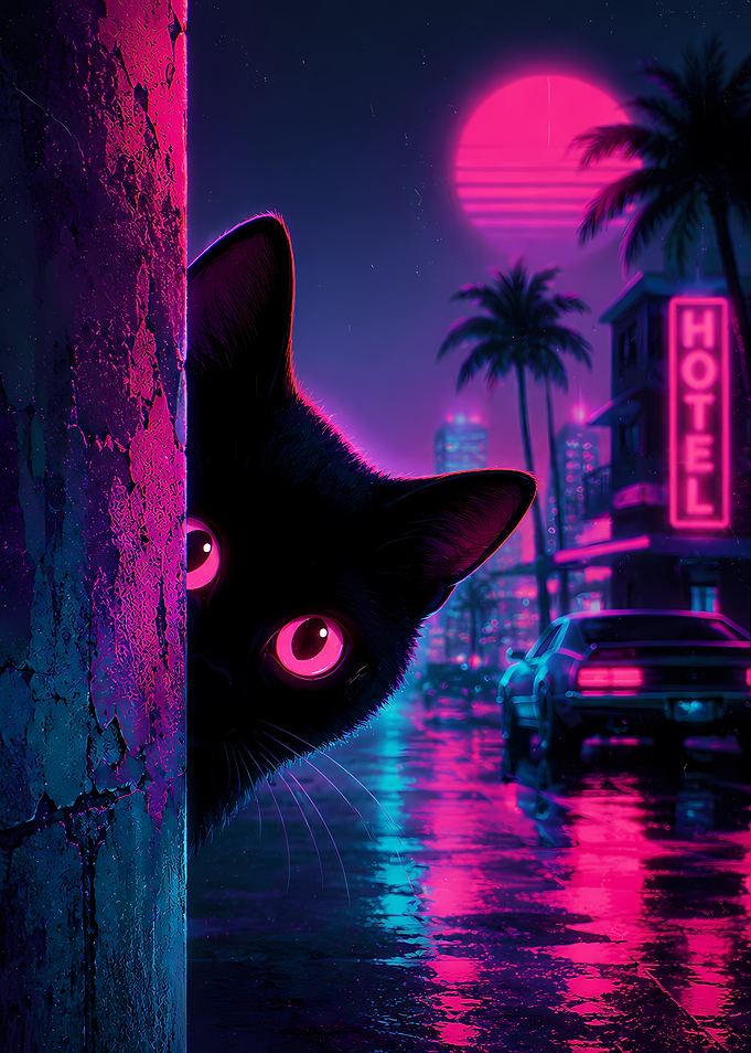 Retro Cat Peeking Out