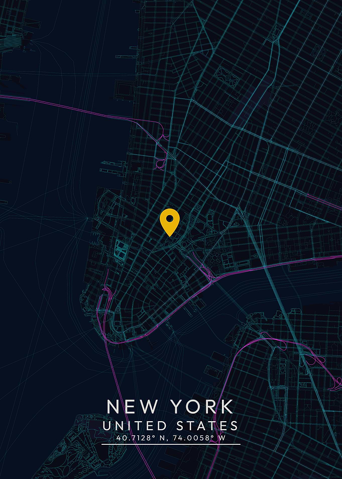 New York City Map with Pin