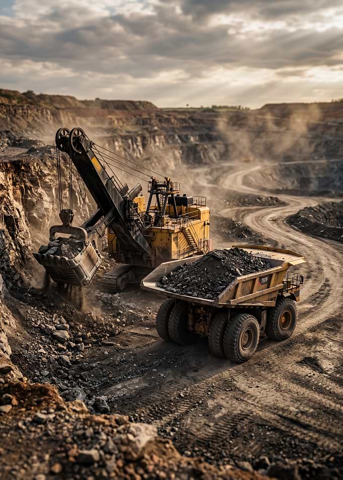 Mining Excavator Loading Dump Truck