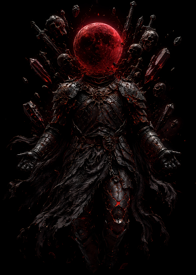 Dark Knight with Red Moon Head