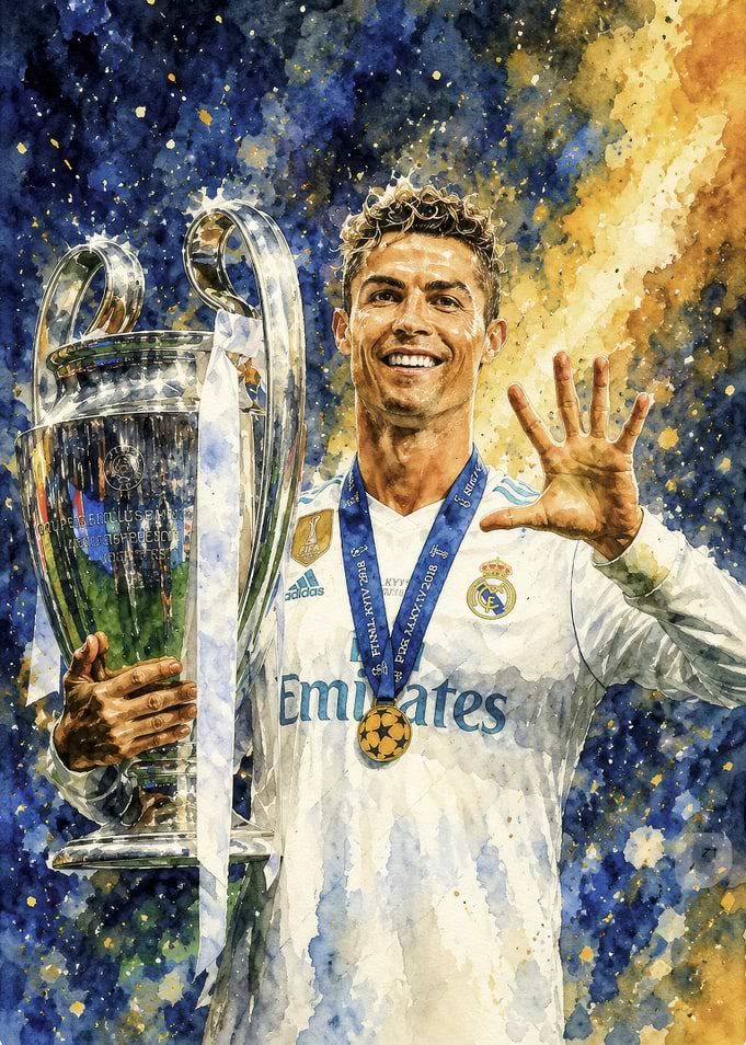 Cristiano Ronaldo with Champions League Trophy