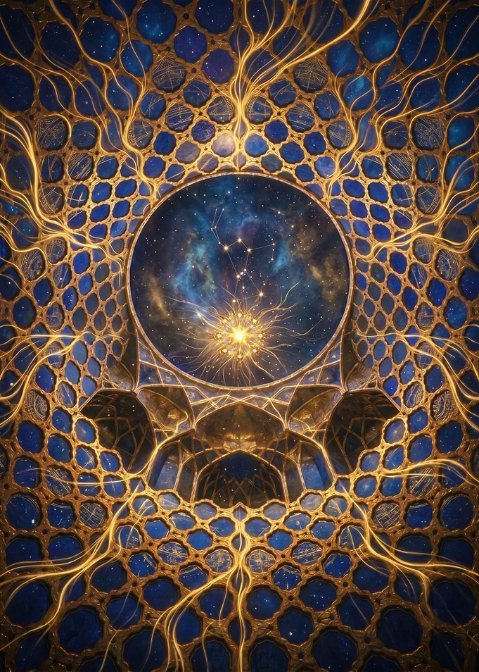 Cosmic Mandala with Golden Ornate Details